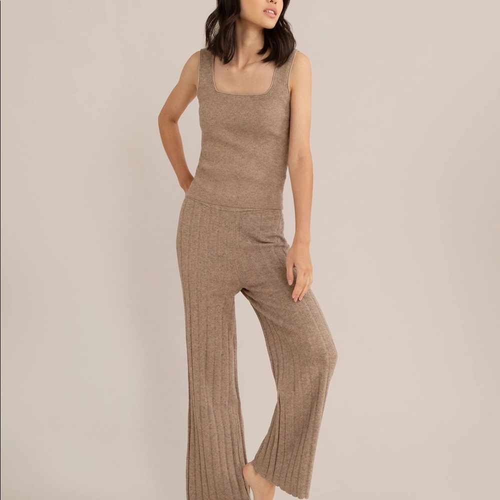 Modern Citizen Lane Ribbed Knit Pants, Light Brown